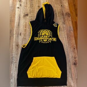Black and Yellow Sleeveless Mens fitness  stringer hoody Hoodie JUST DOMINATE